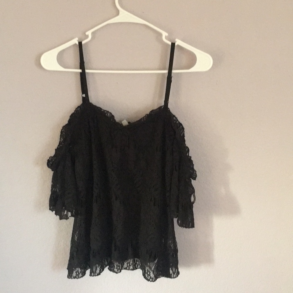 Black Lace Off Shoulder Top